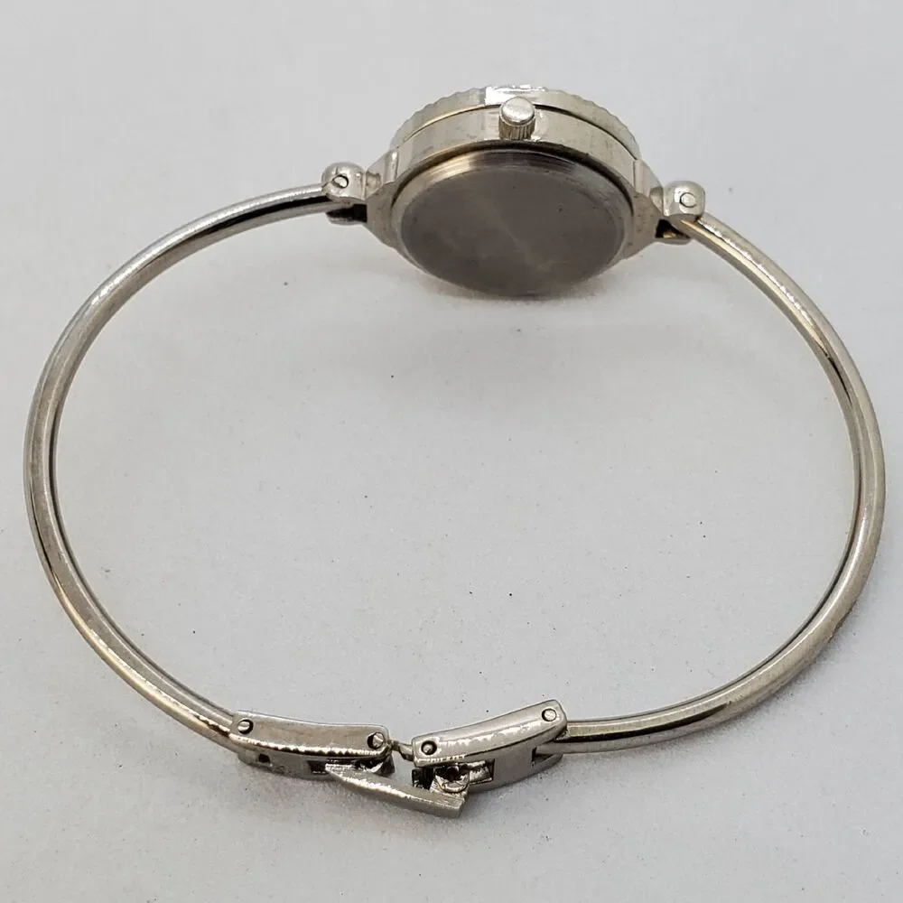 Polini Women's Cuff Watch White Dial Crystal Bezel Gray Bands 6